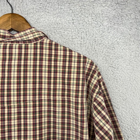 Wrangler PBR Shirt Men's Extra Large Beige Green Red Check Rodeo Western Cotton - Picture 10 of 11